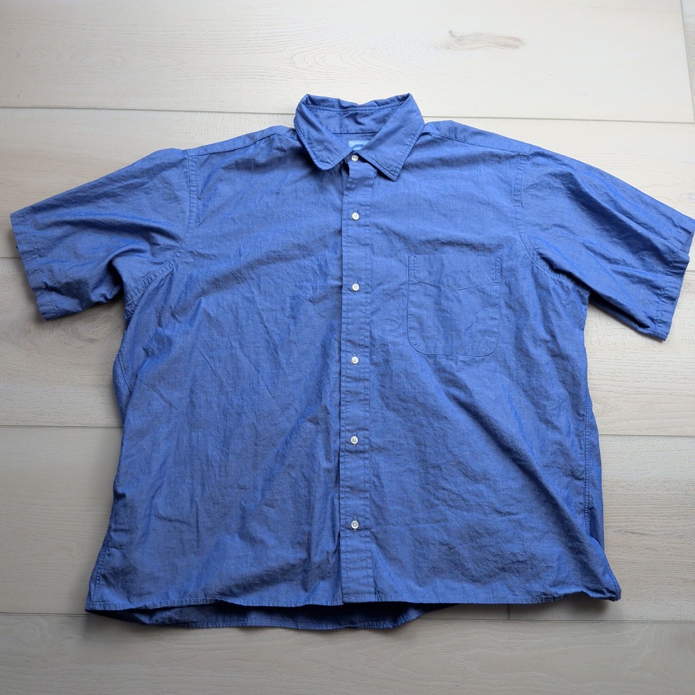 Mercer & Sons Shirt Men 16.5-34 Blue Cotton Short Sleeve Button Down Made in USA
